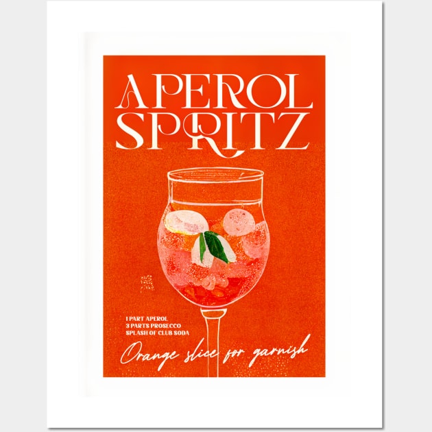 Retro Aperol Spritz Poster Art Nouveau Homebar, Kitchen Bar Prints, Vintage Drinks, Recipe, Wall Art Wall Art by BetterManufaktur